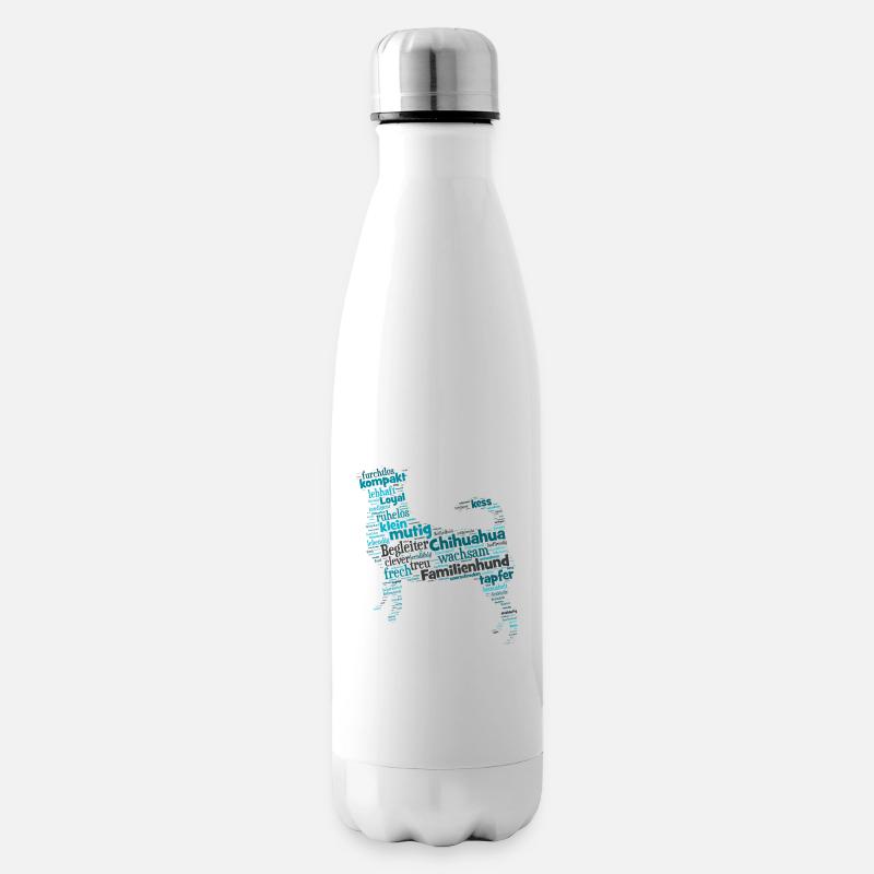 Chihuahua Charakter Bezeichnung Wordcloud - Isolierflasche - Weiß