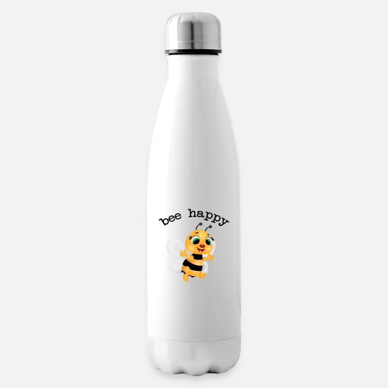 flotte biene, be happy - Isolierflasche - Weiß
