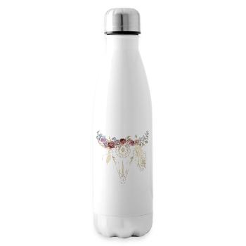 Boho Style / Blumen / Skull / Design - Isolierflasche - Weiß - Rechts