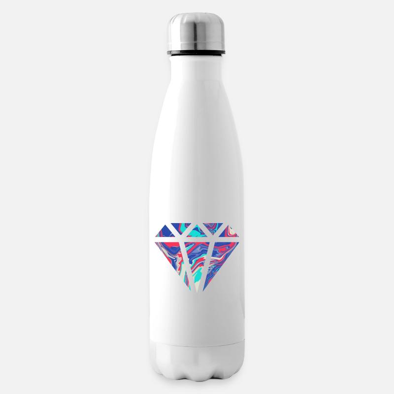 Schlichtes buntes Diamanten Design/Symbol - Isolierflasche - Weiß