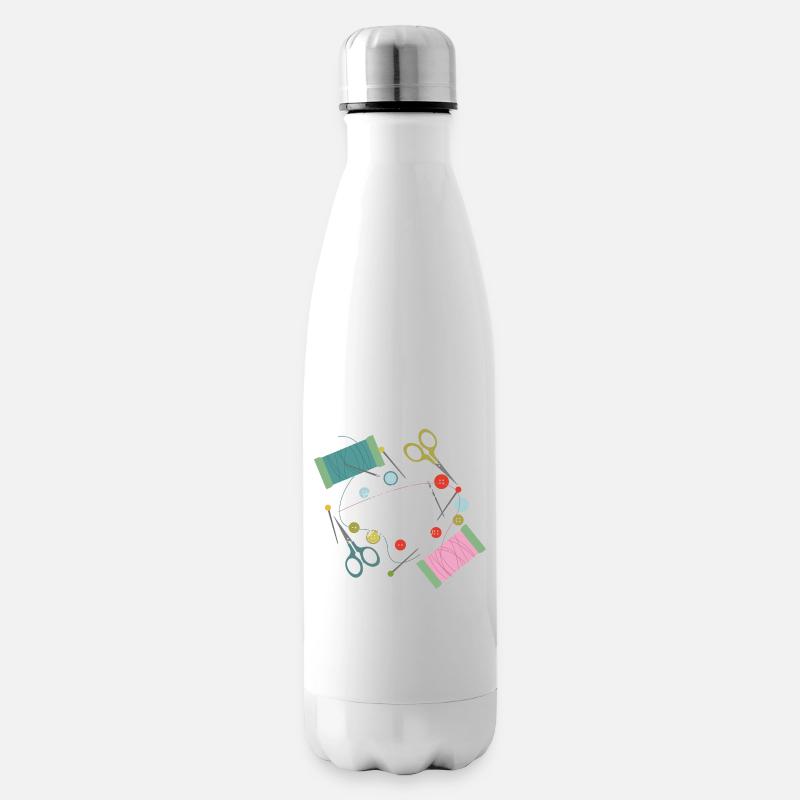 Sewing needle thread yarn buttons tailor gift - Insulated Water Bottle - white