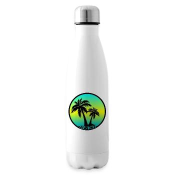 Colorful beach logo with palm trees - Insulated Water Bottle - white - Right
