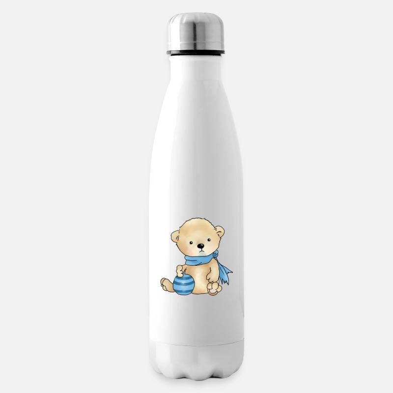 Bear with ball - Insulated Water Bottle - white