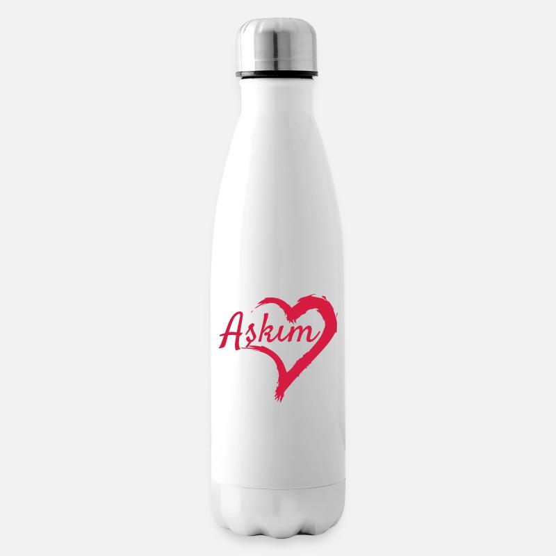 Askim Herz Türkisch - Isolierflasche - Weiß