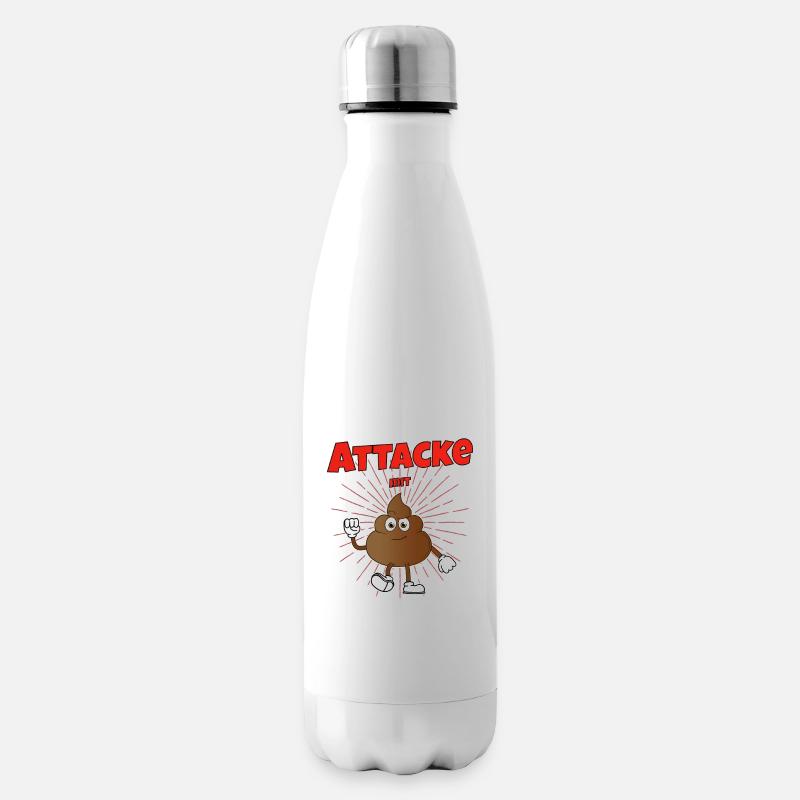 Attacke mit Kacke - Isolierflasche - Weiß
