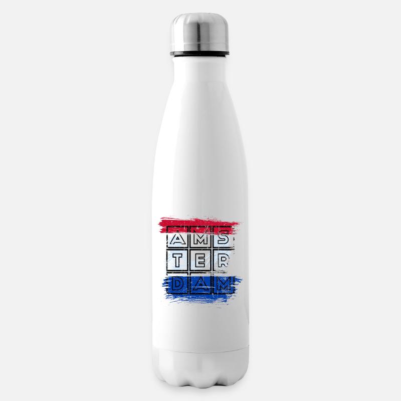 Amsterdam Grid Flagge - Isolierflasche - Weiß