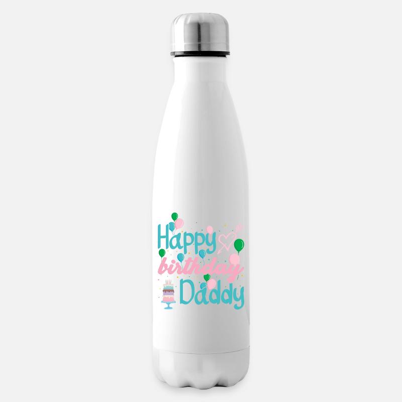 Typographie Joyeux Anniversaire Papa - Bouteille isotherme - blanc