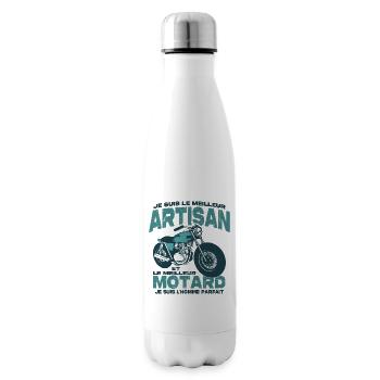 Le meilleur motard et le meilleur artisan - Bouteille isotherme - blanc - Droite