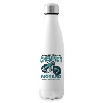Le meilleur motard et le meilleur cheminot - Bouteille isotherme - blanc - Droite