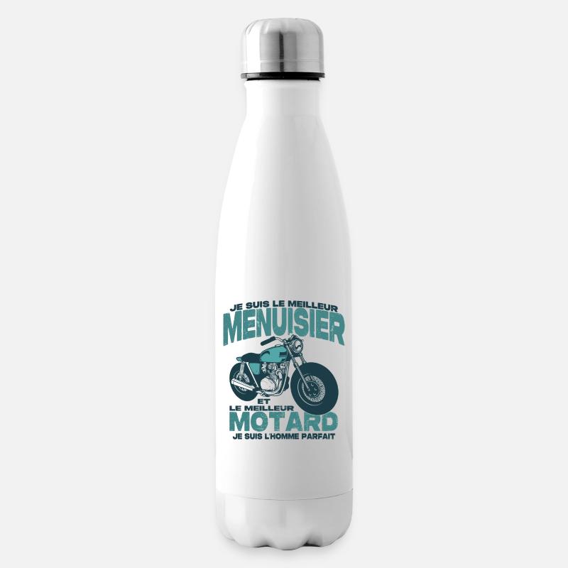 Le meilleur motard et le meilleur menuisier - Bouteille isotherme - blanc