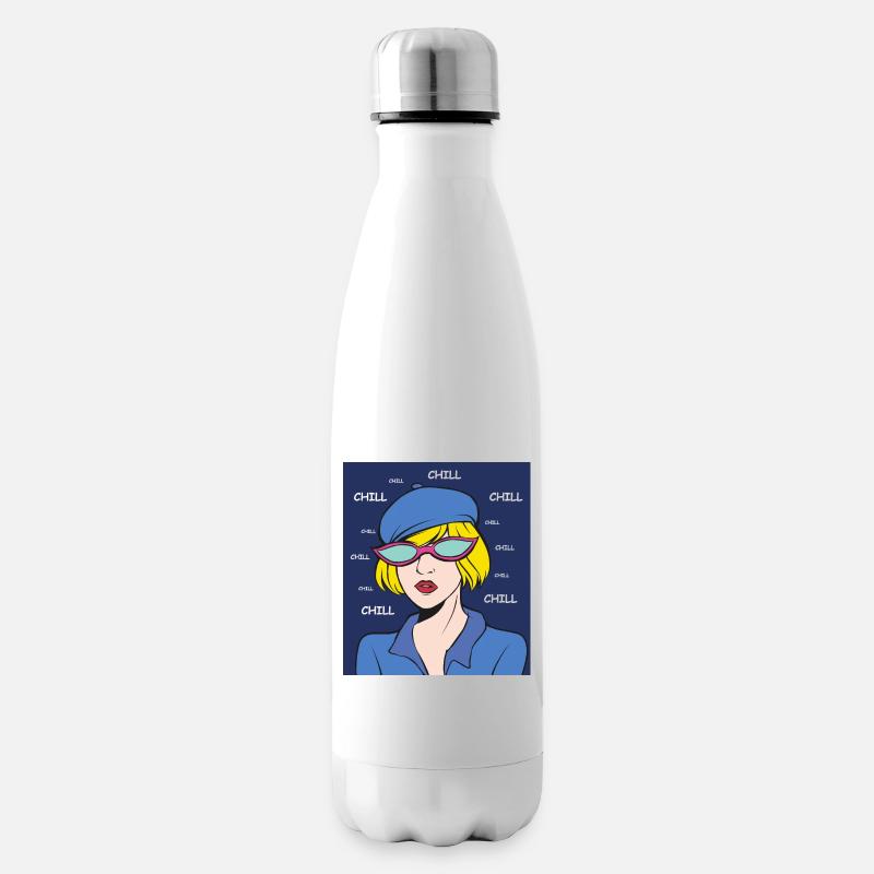 Chill Pop Art Lady - Bouteille isotherme - blanc