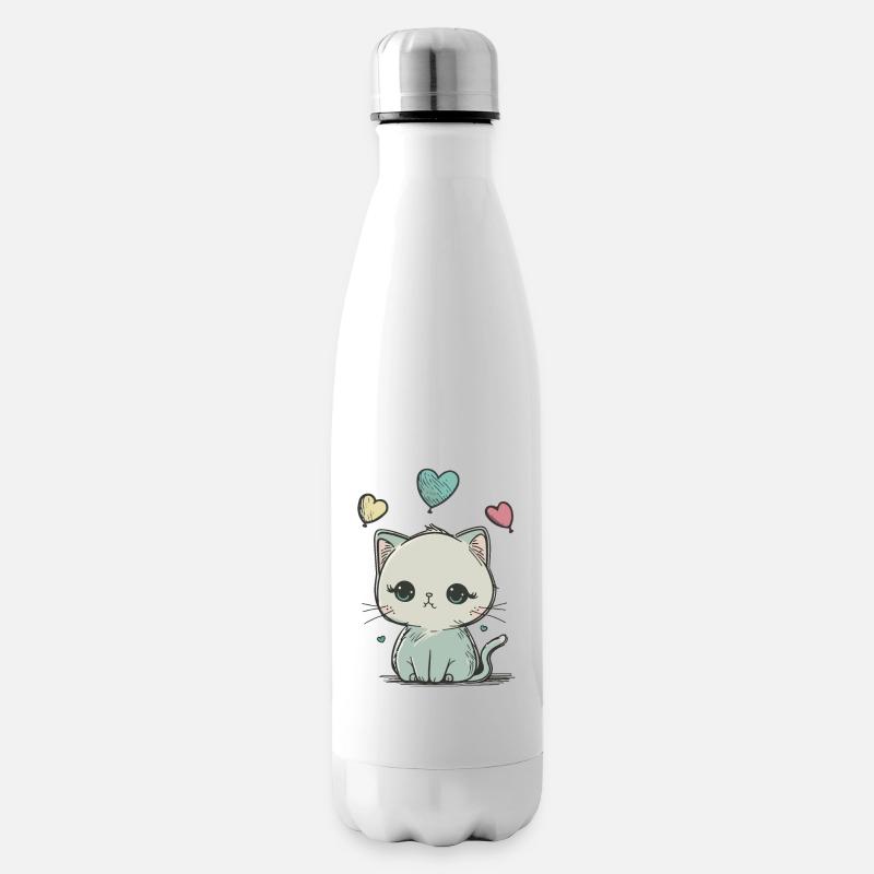 mignon petit chat Doodle - Bouteille isotherme - blanc