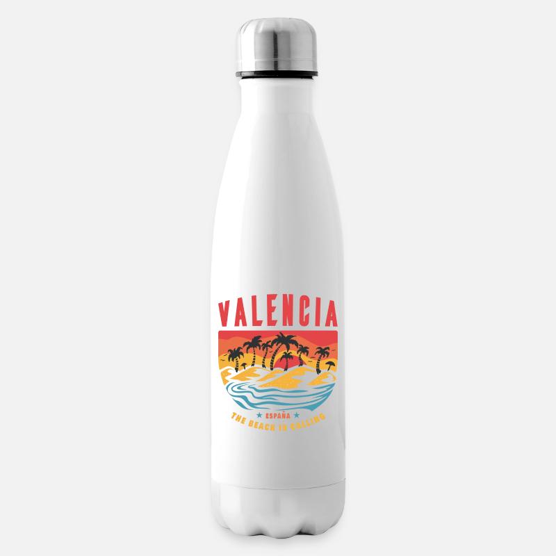 Valencia Spanien Palmen Beach Design - Isolierflasche - Weiß