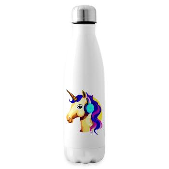 Licornes Licorne Écouter de la musique Licorne animale mythique - Bouteille isotherme - blanc - Droite