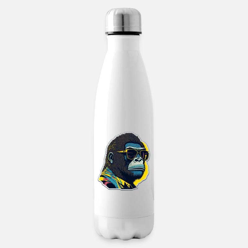 Gorilla mit Sonnebrille - Isolierflasche - Weiß
