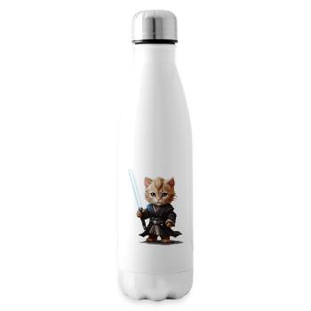 Niedliche Katze mit Lichtschwert - Isolierflasche - Weiß - Rechts
