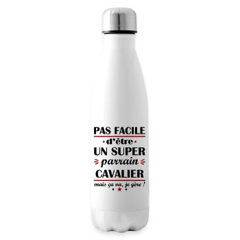 Pas facile super parrain cavalier, cheval - Bouteille isotherme - blanc - Droite