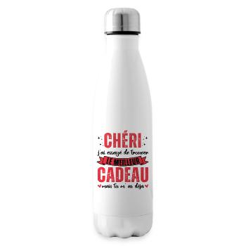 Chéri tu m' as déja humour Saint-Valentin cadeau - Bouteille isotherme - blanc - Droite