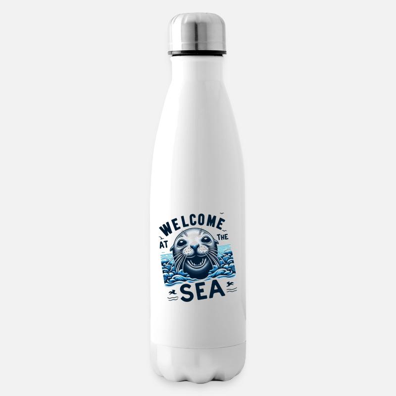 Seerobbe willkommen am Meer welcome at the sea - Isolierflasche - Weiß