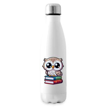 Owl on books - Insulated Water Bottle - white - Right