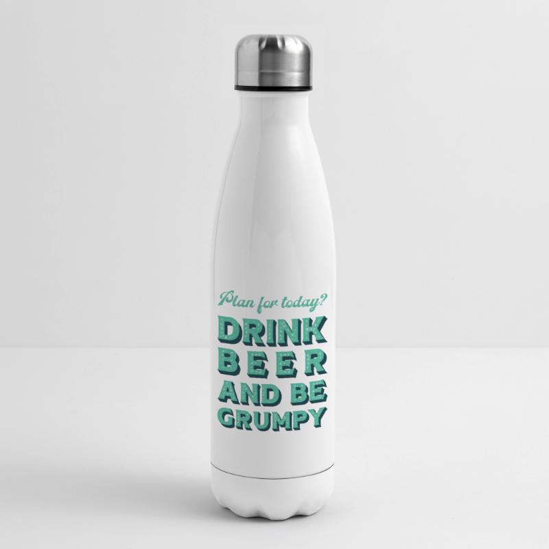 Plan for today? Drink bear and be grumpy. Insulated Water Bottle