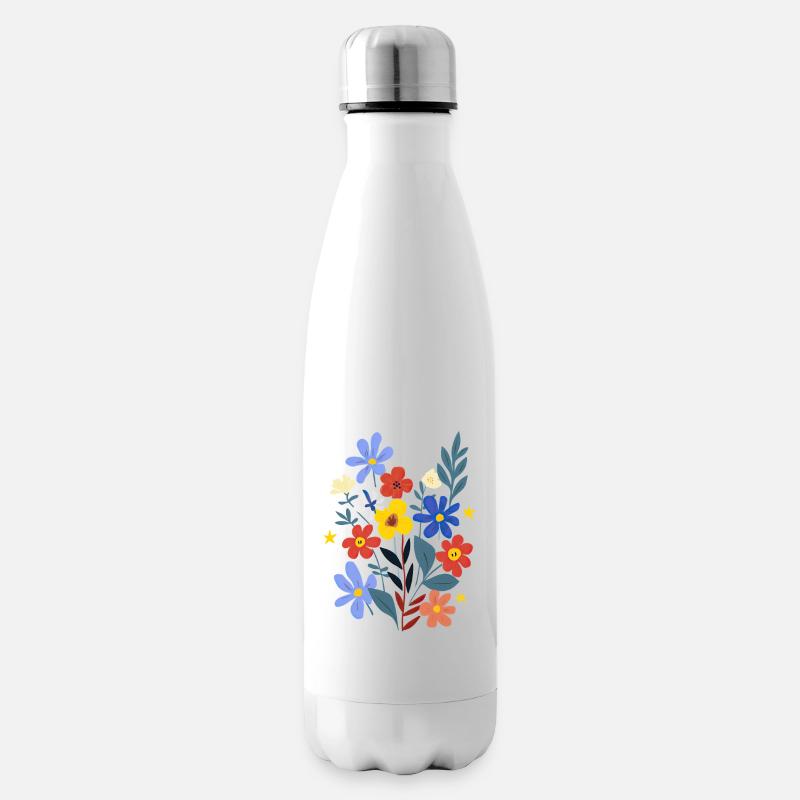 Flower Power - Isolierflasche - Weiß