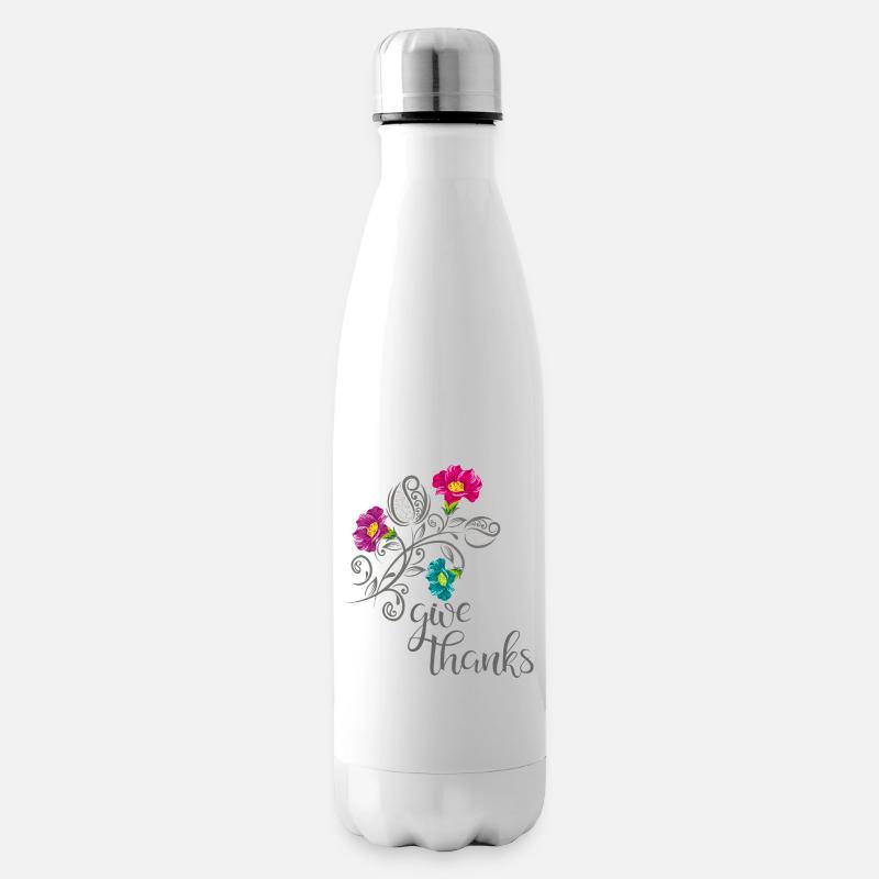 give thanks - Isolierflasche - Weiß