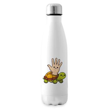 Playful Left Handed Turtle Cartoon Design - Insulated Water Bottle - white - Right
