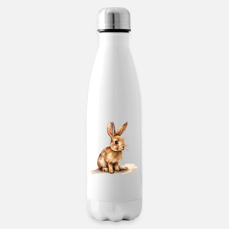 Lapin aquarelle à la lumière printanière - Bouteille isotherme - blanc