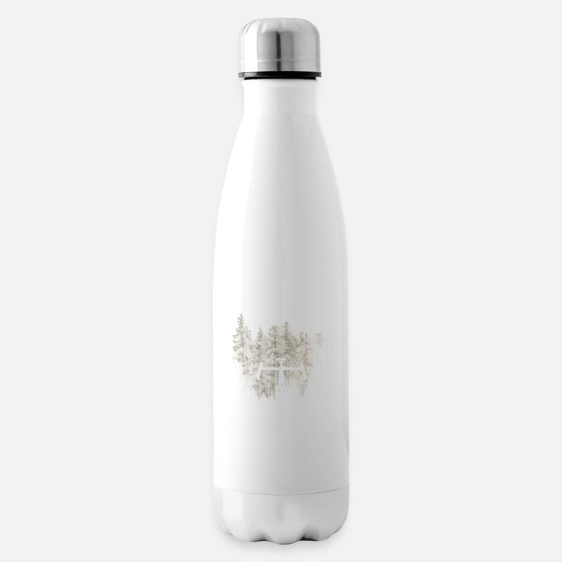Vintage Forest Frontbike Silhouette - Isolierflasche - Weiß