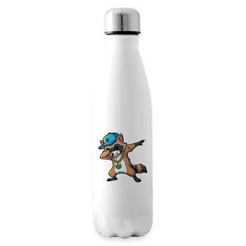 Dabbing Raccoon with Hemp Leaf - Insulated Water Bottle - white - Right