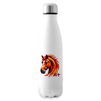 Blazing Horse Zodiac Polygon Art - Insulated Water Bottle - white - Right