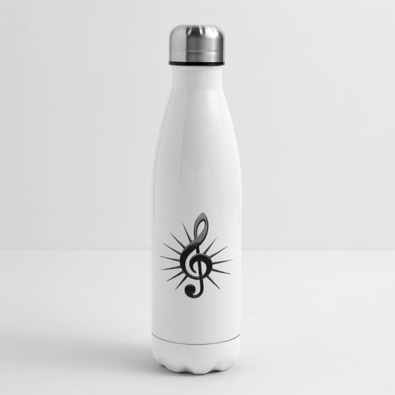 Black notes with rays Insulated Water Bottle