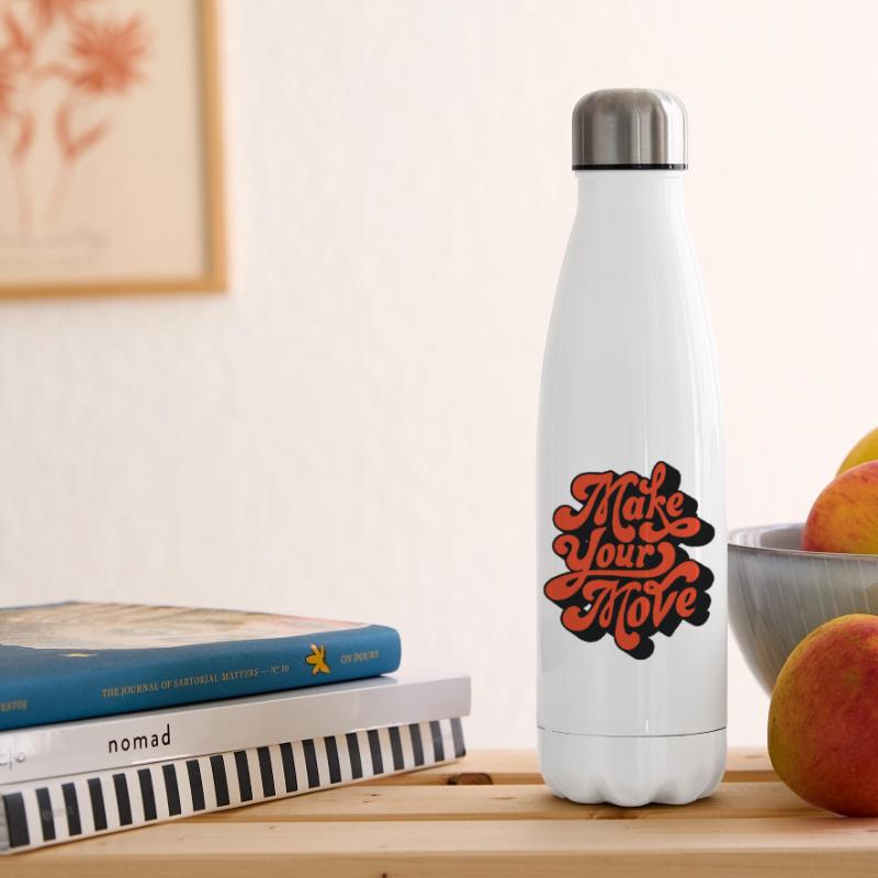 Make Your Move Retro Script Insulated Water Bottle