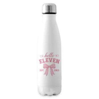 Hello Eleven Est 2015 Pink Bow Design - Insulated Water Bottle - white - Right