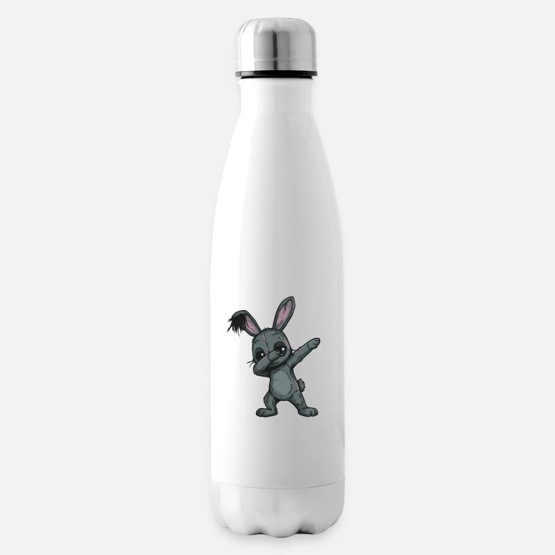 Gribouillis de lapins en patchwork - Bouteille isotherme - blanc