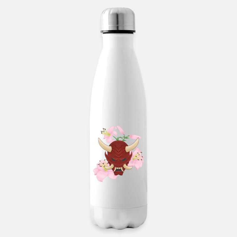 Oni x Pink Lilies - Isolierflasche - Weiß