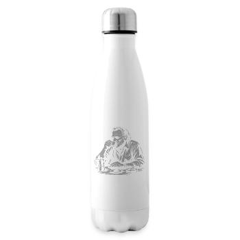 Charles Bukowski drinking coffee at the cafe - Insulated Water Bottle - white - Right