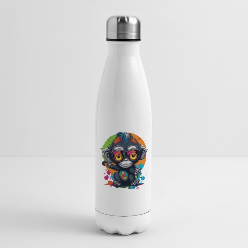 Neon Spectacled Monkey Splash - Monkey - Monkey Insulated Water Bottle