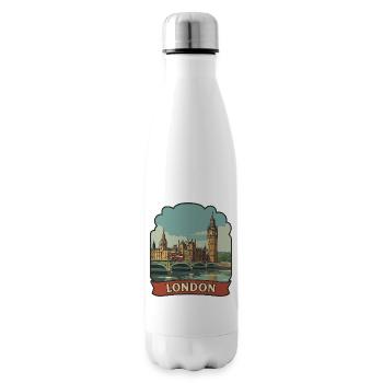 Badge de voyage vintage du bus rouge Big Ben de Londres - Bouteille isotherme - blanc - Droite
