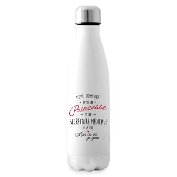 princesse et secrétaire médicale - Bouteille isotherme - blanc - Droite