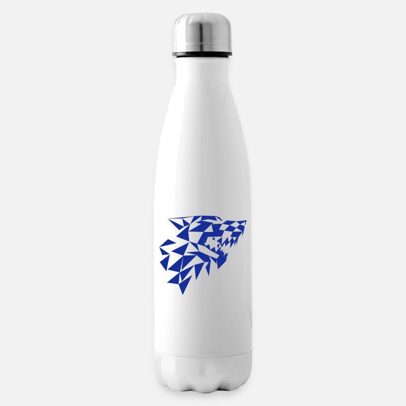 Wolf Dreiecke - Isolierflasche - Weiß
