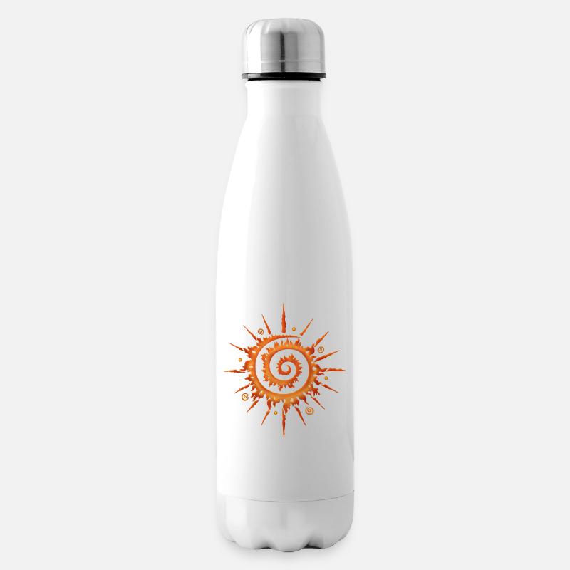 Mittsommer Sonne, Feuerrad, orange - Isolierflasche - Weiß