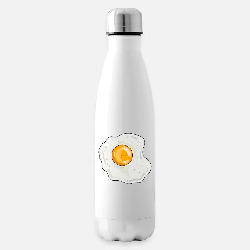 Spiegelei Pfanne Eigelb Eiweiß - Isolierflasche - Weiß