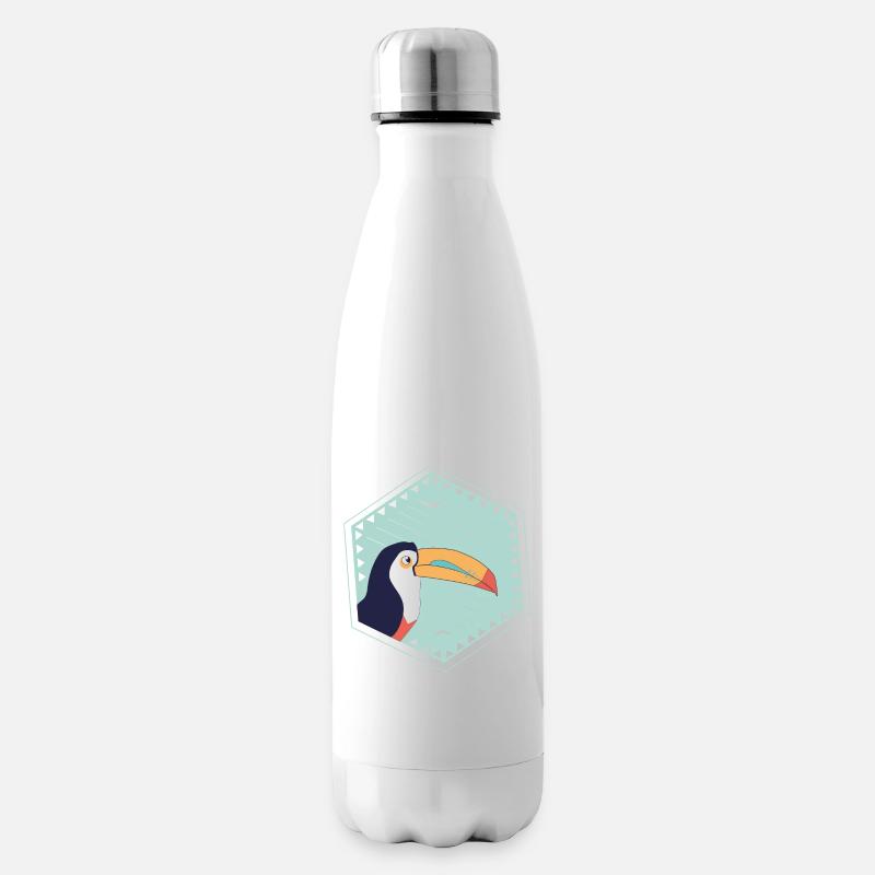 Bunter Tukan - türkis - Isolierflasche - Weiß