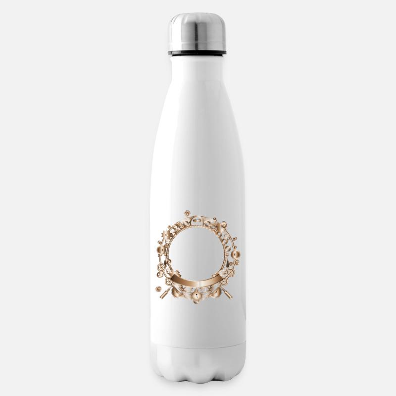 Steampunk Rahmen im Maschinen Metall Look - Isolierflasche - Weiß
