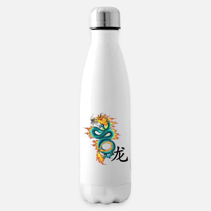 Drache - Long - Isolierflasche - Weiß