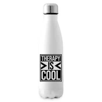 therapy is cool Quote - Insulated Water Bottle - white - Right