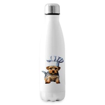 Restaurateur, Dog Puppy, Cooking Dog, Yorkshire Terrier - Insulated Water Bottle - white - Right