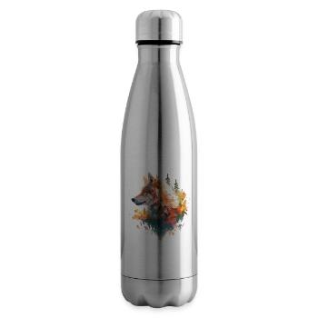 Wolf Wolfskopf Natur Wildnis Wald Bäume Kunst - Isolierflasche - Lightsilver - Rechts